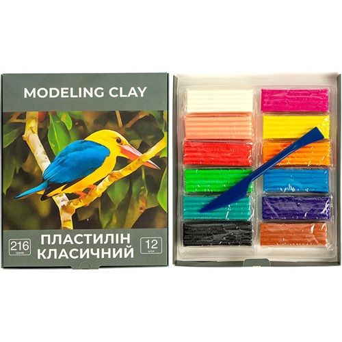 Пластилін 12 кольорів 216г (46424)  мініатюра фото 1