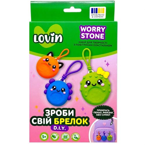 Зроби свій брелок Worry Stones TM Lovin Набір для творчості з повітряним пластиліном (МОНСТРИ)  мініатюра фото 1