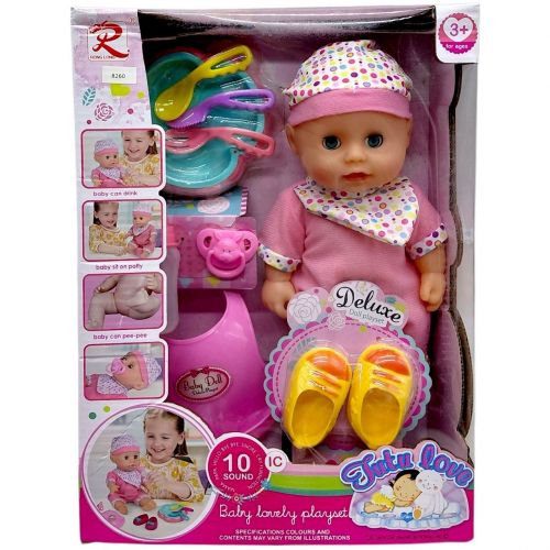 Пупс "Tutu Baby playset", музичний чіп, характерні звуки та фрази, заплющує очі, аксесуари, в коробці  мініатюра фото 1