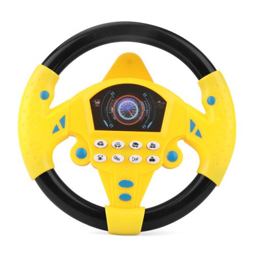 Кермо Кмітливий шофер WToys, ОЗВУЧУВАННЯ УКРАЇНСЬКОЮ МОВОЮ, фрази, віршик, пісня, звуки, кріплення на присосках, в коробці (ЖОВТИЙ)