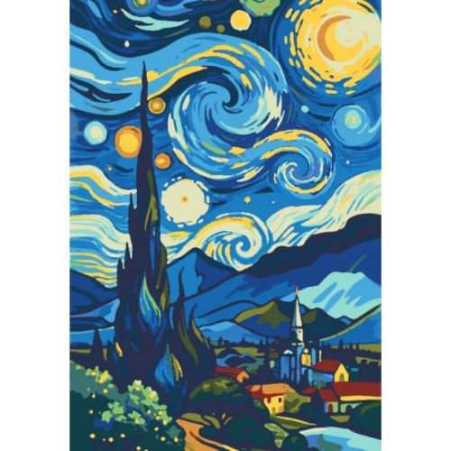 Картина по номерам "The Starry Night" 40х28 см  мініатюра фото 1