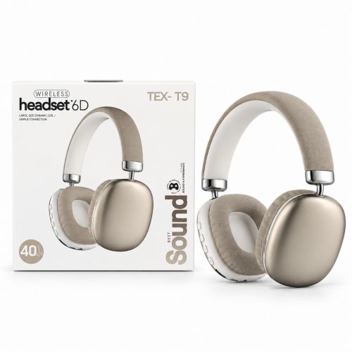 Наушники Bluetooth, встроенный аккумулятор 5.4V, разъем для TF карты, AUX разъем, в коробке (БЕЖЕВЫЙ) фото