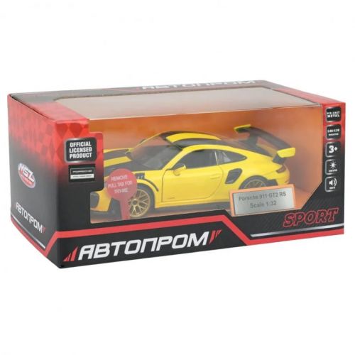 МАШИНА МЕТАЛЕВА "АВТОПРОМ" 1:32 PORSCHE 911 GT2 RS (ЖОВТИЙ)  мініатюра фото 1