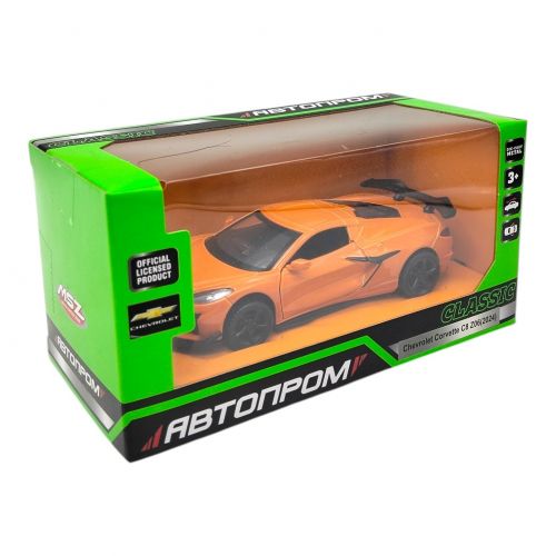 МАШИНА МЕТАЛЕВА "АВТОПРОМ" CHEVROLET CORVETTE C8 Z06 (2024) (ПОМАРАНЧЕВИЙ)  мініатюра фото 1