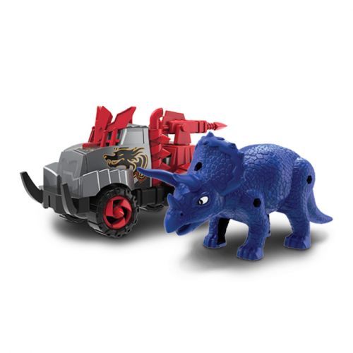 Ігровий набір – машинка та динозавр Triceratops blue (15 x 6 x 10 см)  мініатюра фото 1