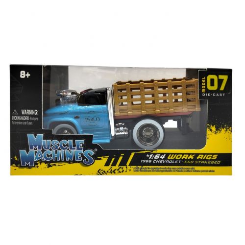 Машинка іграшкова серії Muscle Machines 1:64 "1966 CHEVROLET C60 STAKEBED" (БЛАКИТНИЙ)  мініатюра фото 1