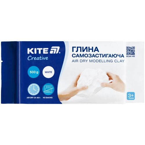 Глина самозастигаюча Kite Creative, біла, 500 гр  мініатюра фото 1