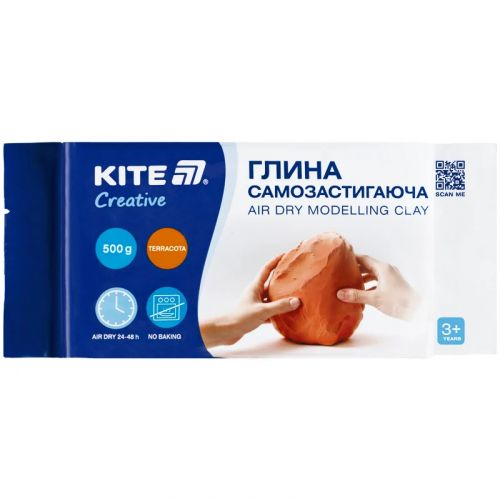 Глина самозастигаюча Kite Creative, теракотова, 500 гр  мініатюра фото 1