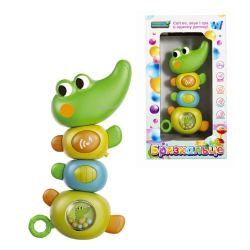 Брязкальце WToys, ОЗВУЧУВАННЯ УКРАЇНСЬКОЮ МОВОЮ, підсвічування, пісні, тріскачки, обертальні елементи, прорізувач (КРОКОДИЛ)  мініатюра фото 1