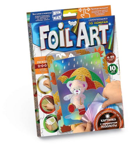 Аппликация разноцветной фольгой "FOIL ART", "Мишка" фото