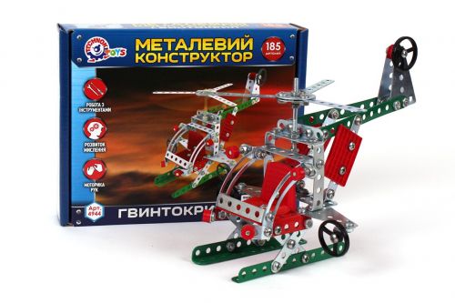 Конструктор металлический "Вертолёт", 185 дет фото