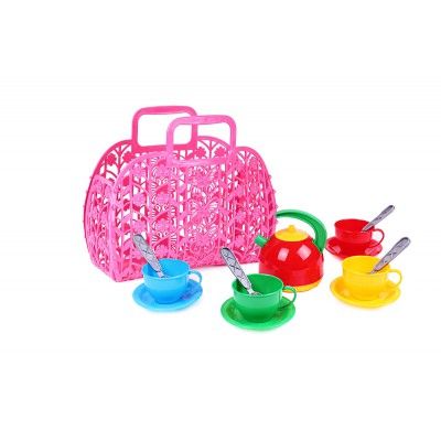 Кошик з набором посуду ТехноК (рожева)  мініатюра фото 1