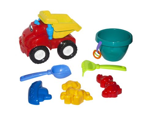 Машина "Смайл самоскид" №3 (червона) з пісочним набором  мініатюра фото 1