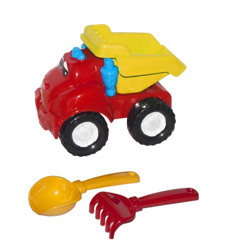 Машина "Смайл самоскид" №1 (червона) + грабельки і лопатка фото