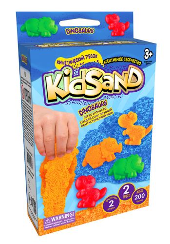 Кінетичний пісок "KidSand: Динозаври" з формочками, 200 г (рус) фото